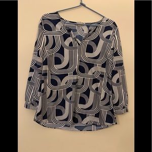 Navy Geo Print Banana Republic Blouse